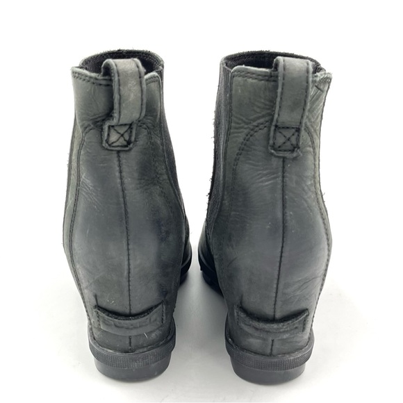Sorel Lea Joan of Arctic Black Leather Wedge Ankle Booties Boots Size 7.5 - Picture 3 of 8